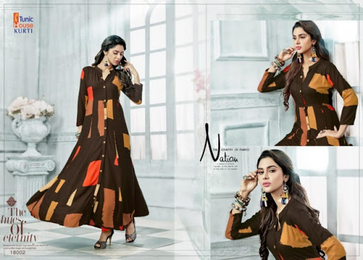 tunic house sasya viscous rayon elegant look kurti catalog