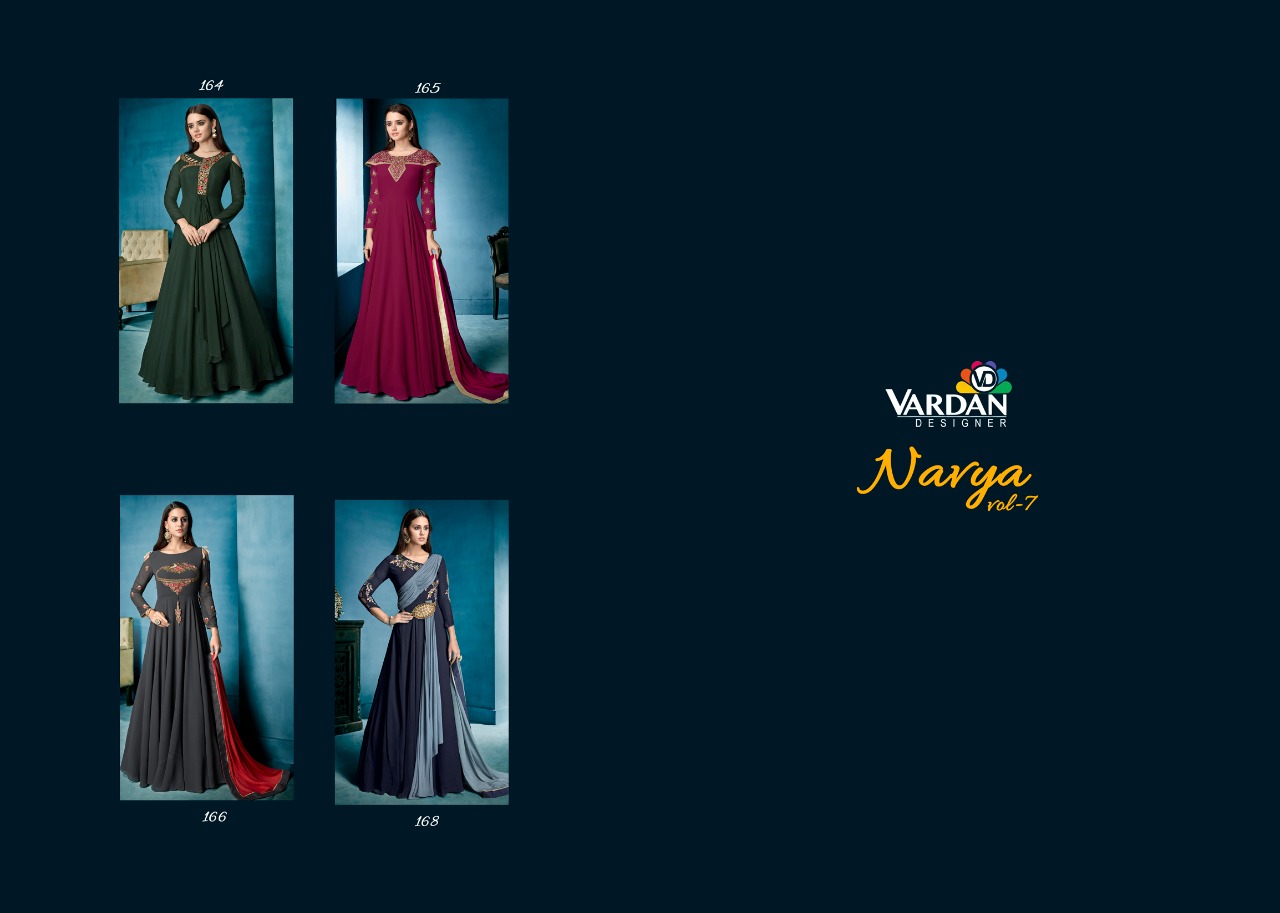 vardan designer Navya Vol 7 georgette new and modern style gown bottom with dupatta catalog