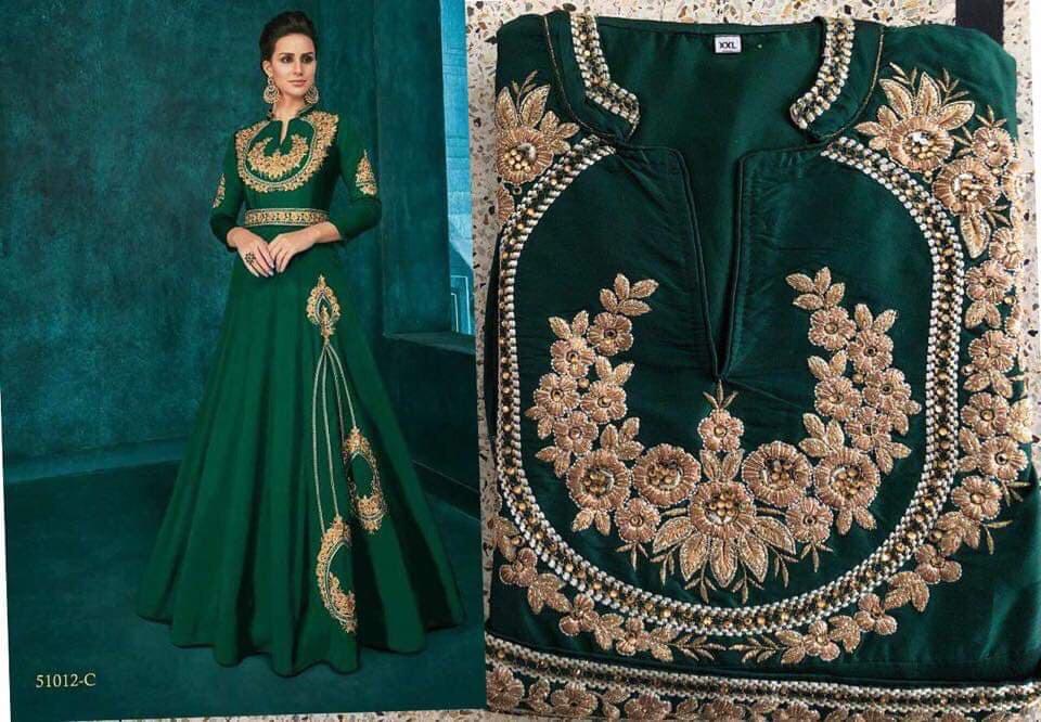 vardan designer Rozi Gold Vol 1 Triva Silk With Heavy Embroidery festive look gown catalog