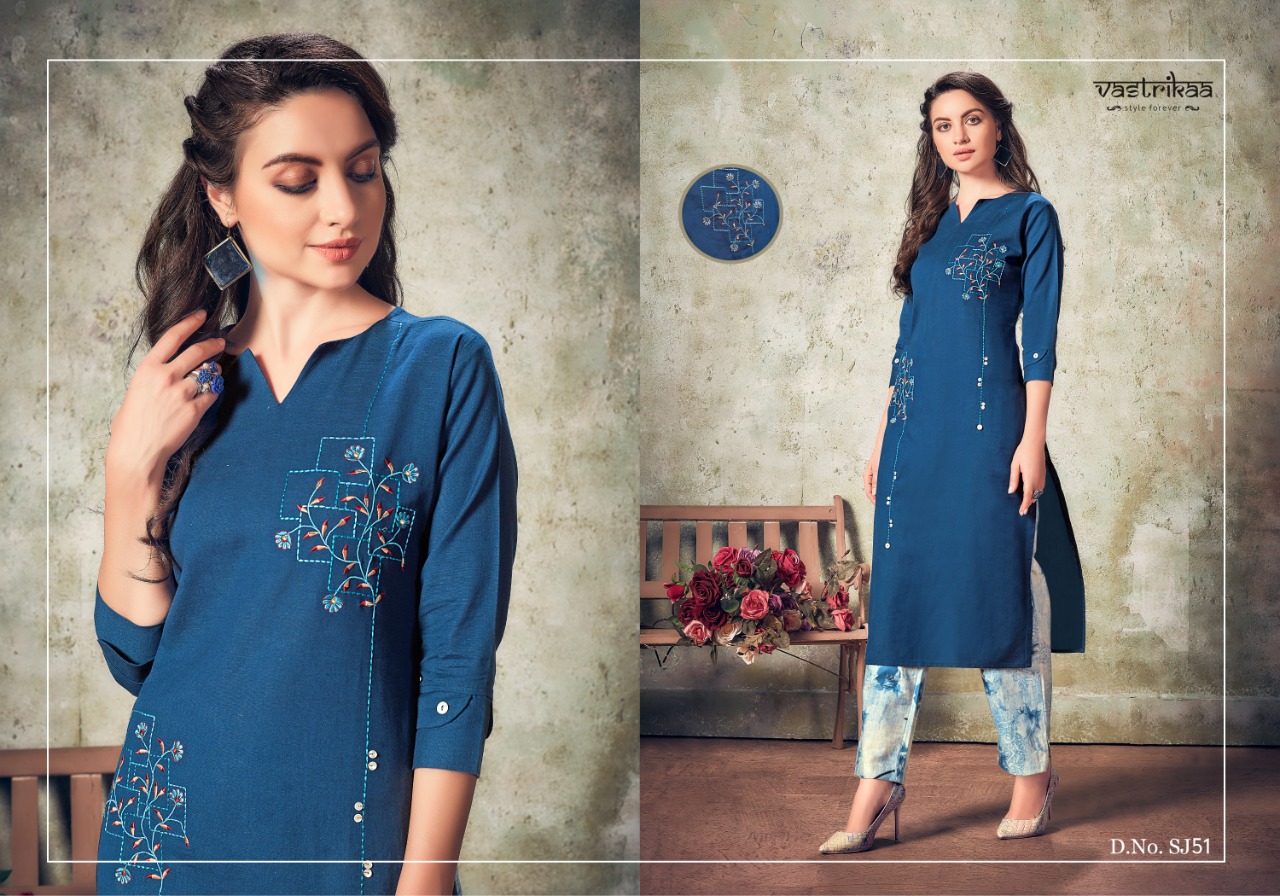 vastrikaa adeera rayon gorgeous look kurti with cotton  bottom catalog