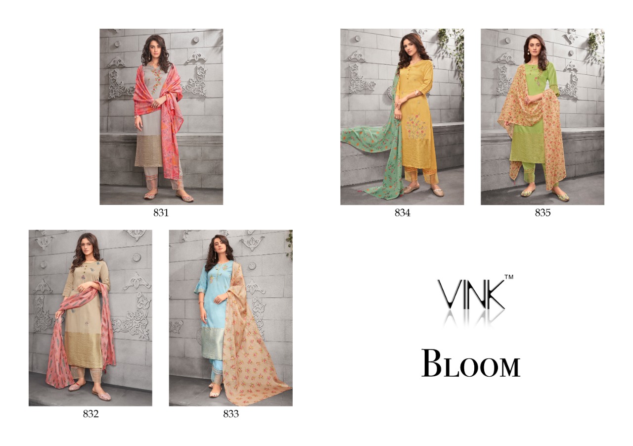 vink bloom viscose gorgeous look kurti pant with dupatta catalog