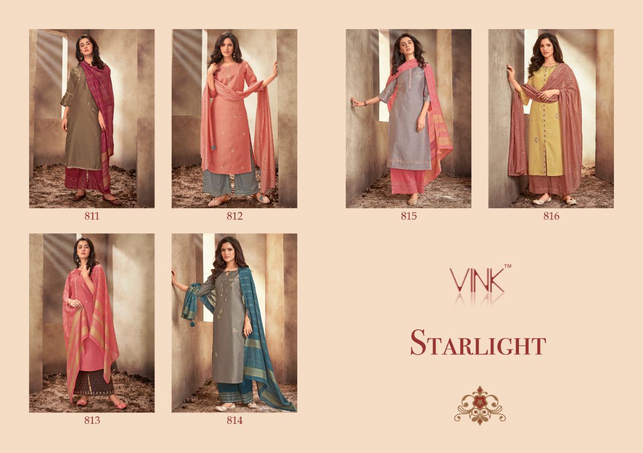 Vink starlight beautiful embroidered kurti plazzo with dupatta collection dealer