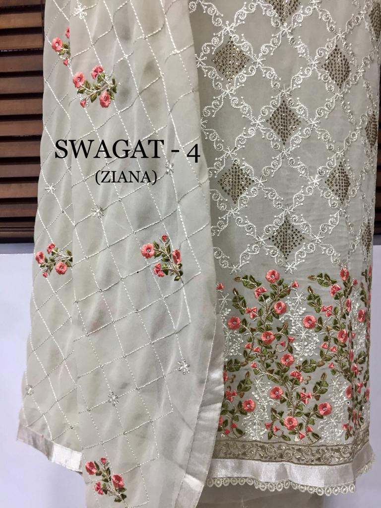 ziana swagat 4 georgette  decent embroidary look salwar suit catalog