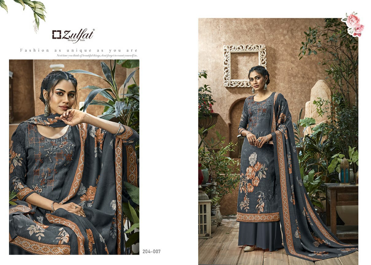 Zulfat Designer Suits heenaz pashmina exclusive print salwar suit catalog