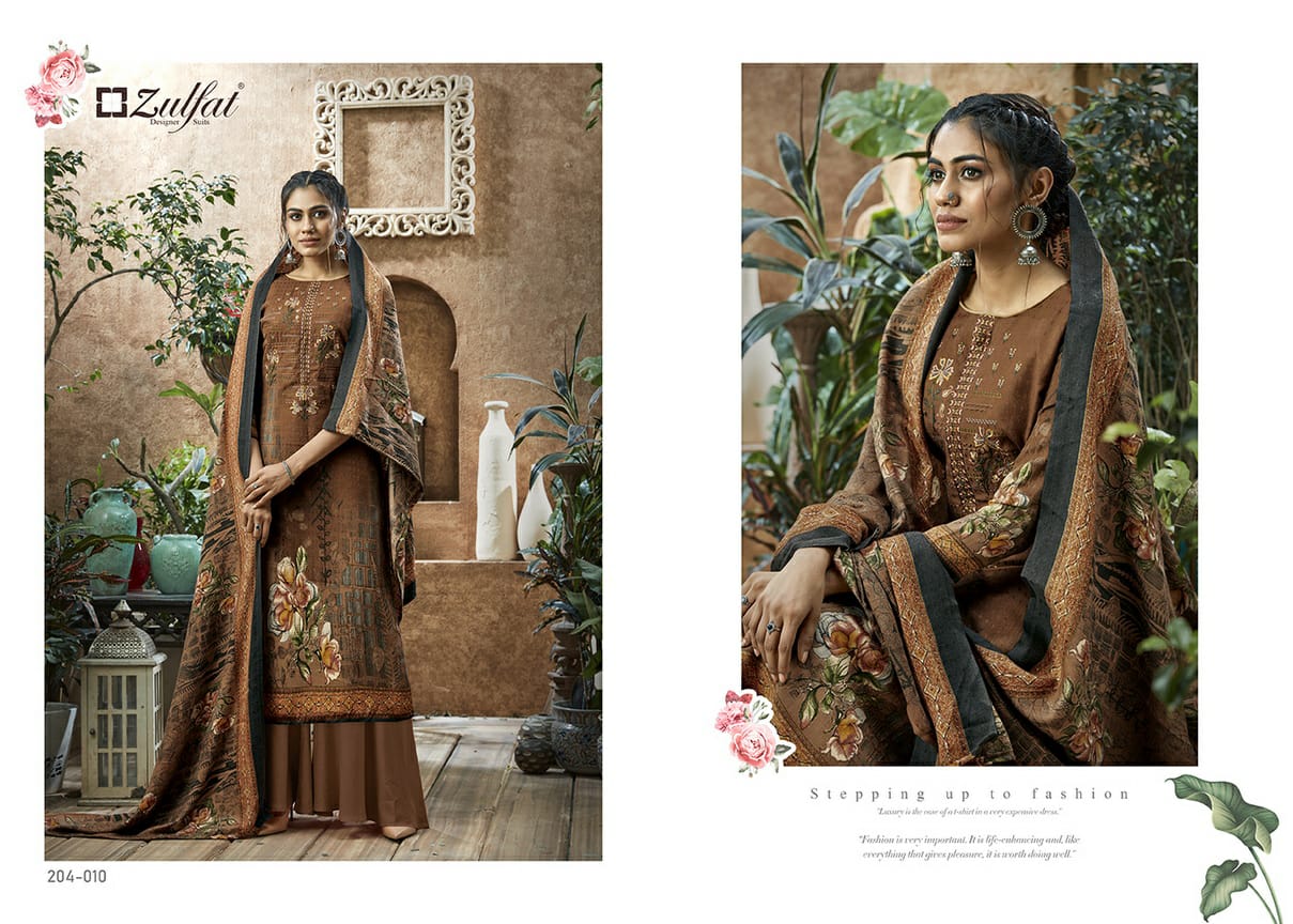 Zulfat Designer Suits heenaz pashmina exclusive print salwar suit catalog