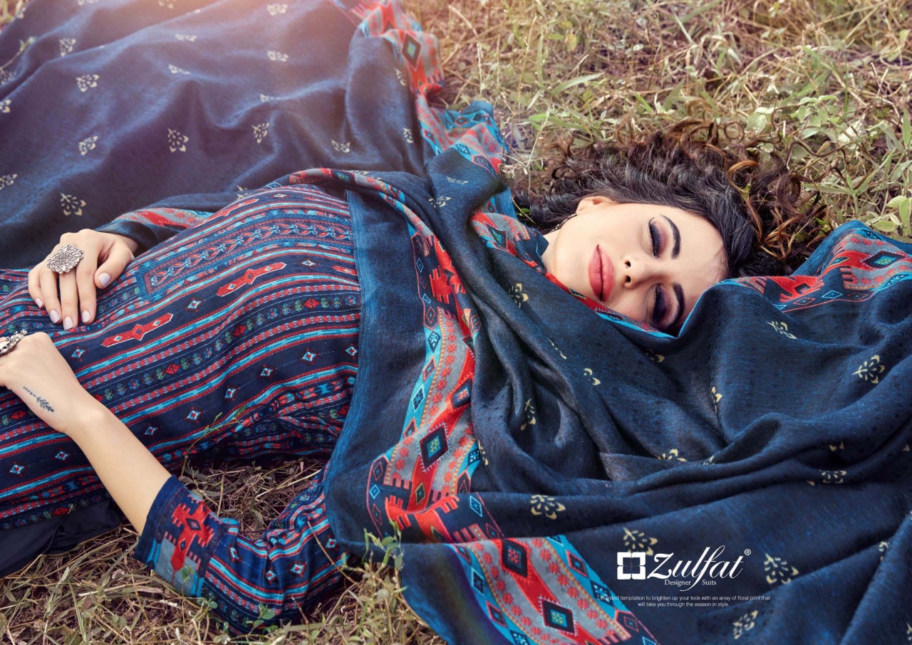 zulfat designer winter magic pashmina exclusive print salwar suit catalog