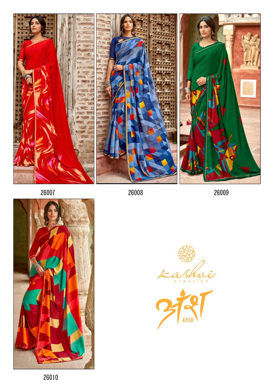 kashvi creation ansh light weight micro exclusive print saree catalog