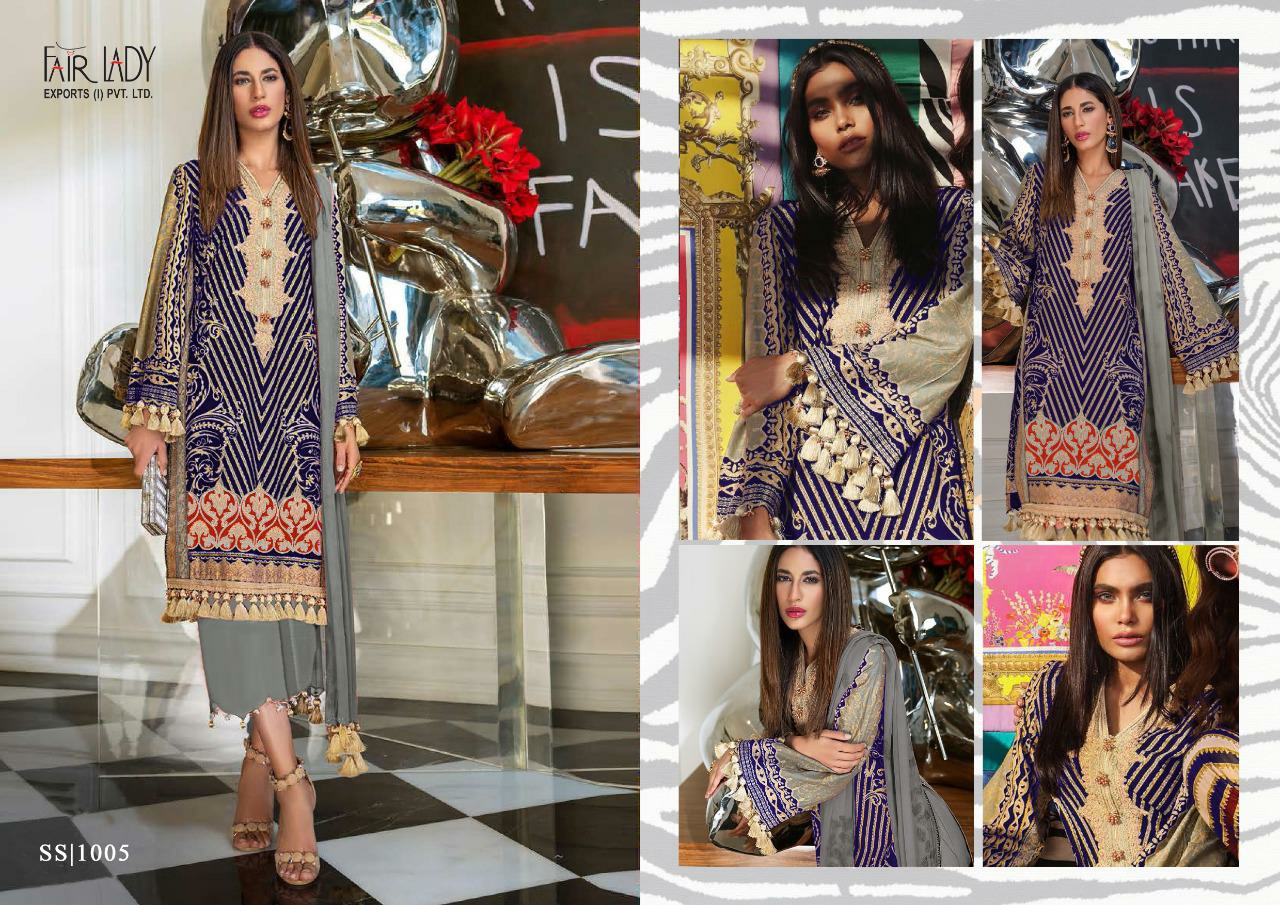 Fairlady sana safinaz hit design colours dress Material collection at wholesale prices