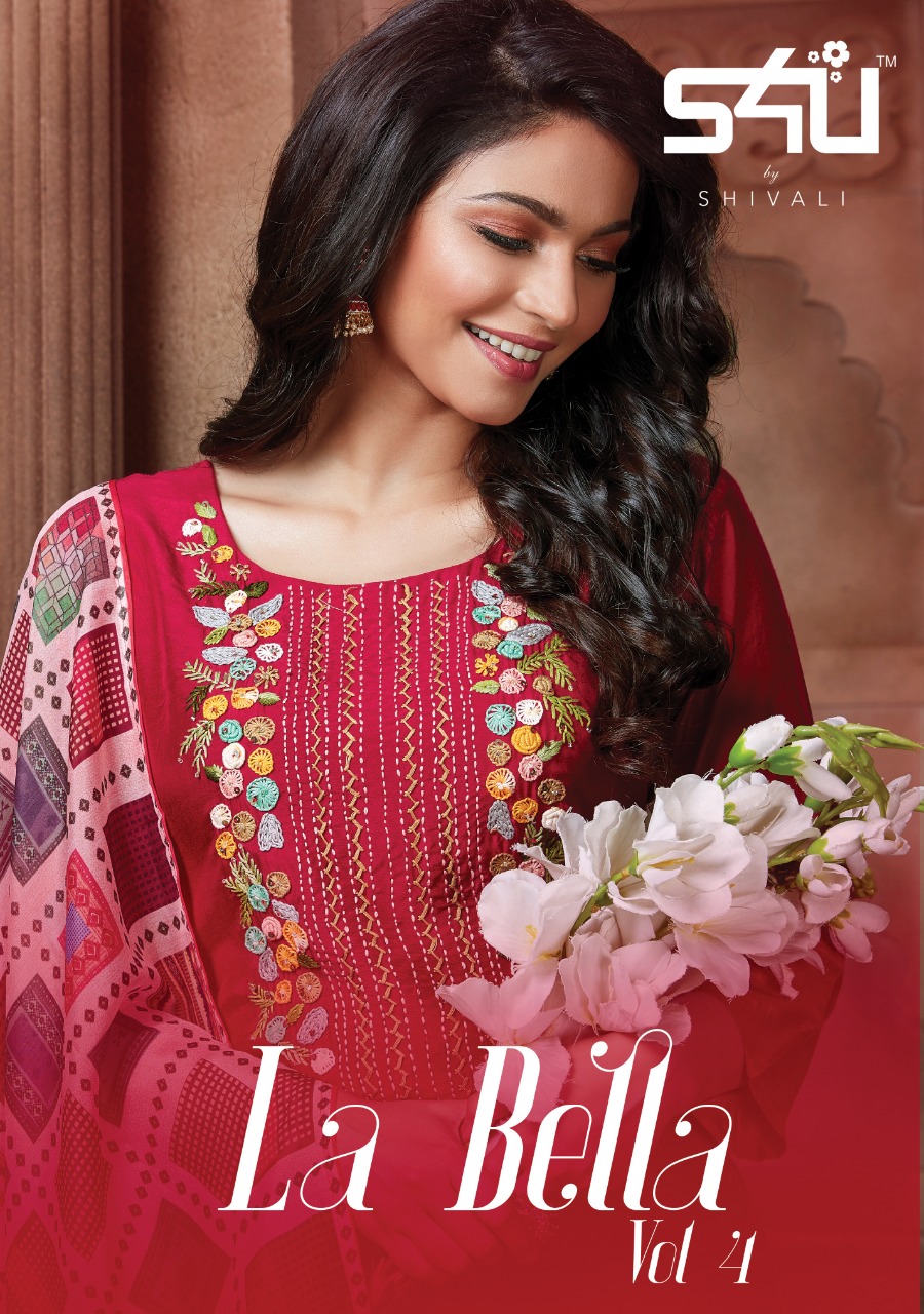 s4u by shivali la bella vol 4 muslin silk catchy look kurti  with dupatta catalog