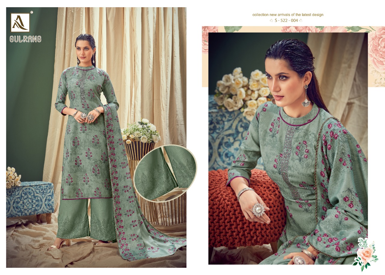 alok suit gulrang exclusive print  with decent embroidary look salwar suit catalog