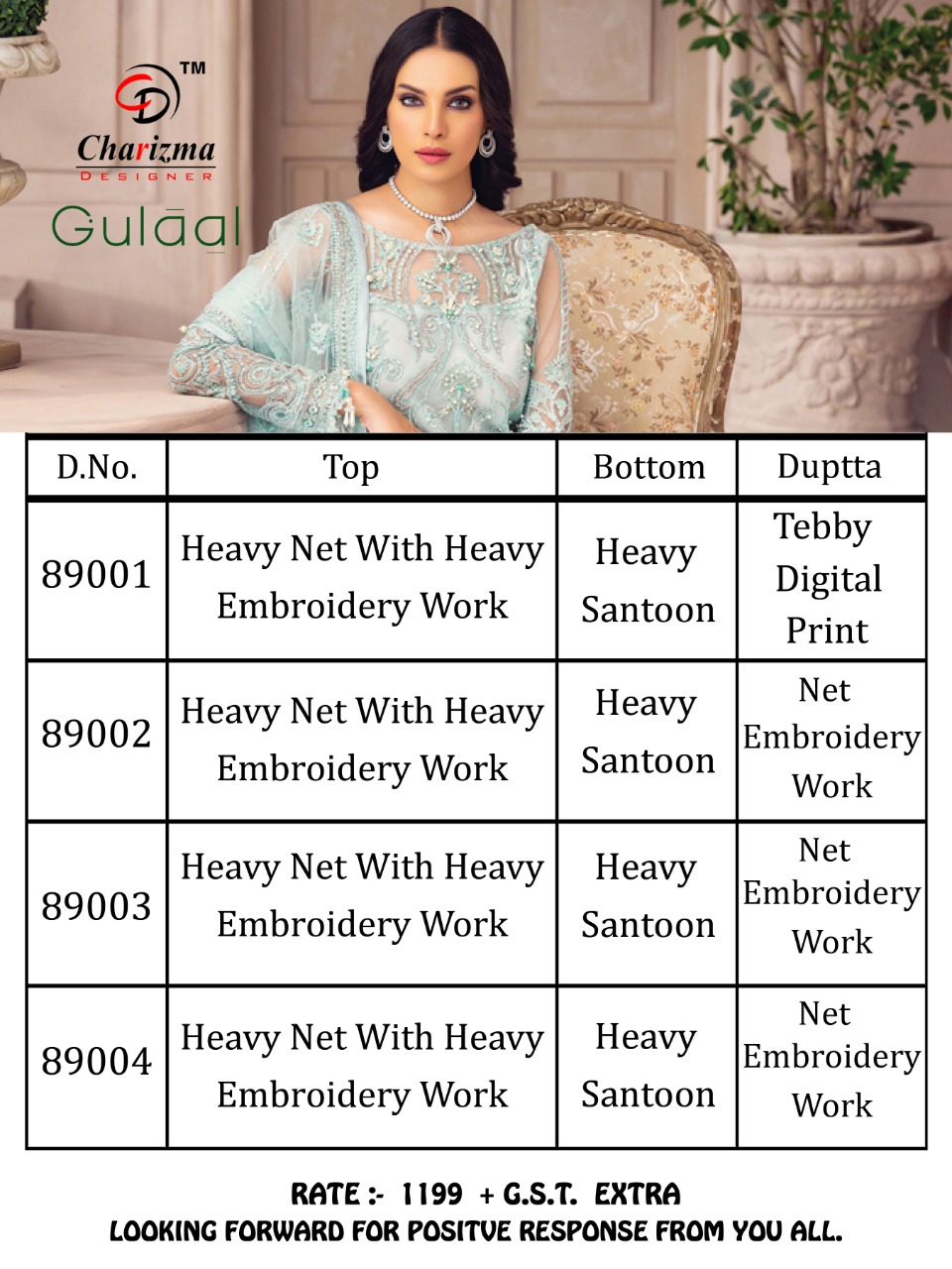 Charizma designer gulaal heavy net gorgeous look salwar suit catalog