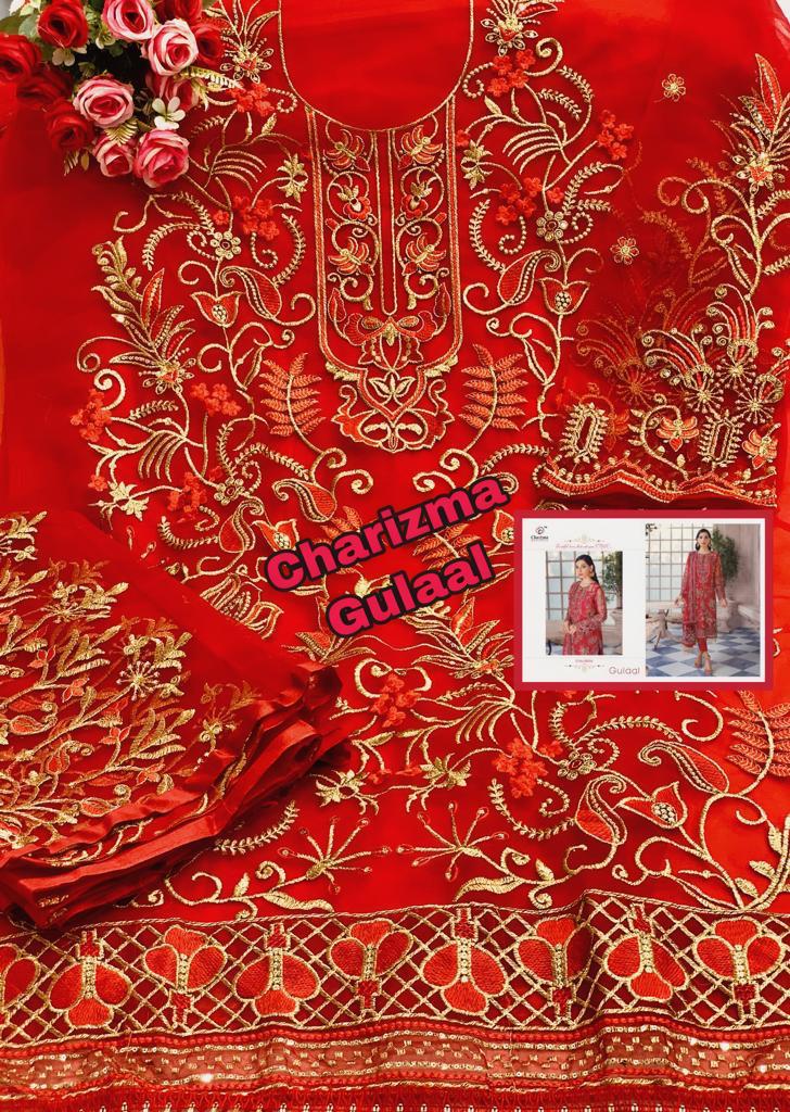 Charizma designer gulaal heavy net regal look salwar suit catalog