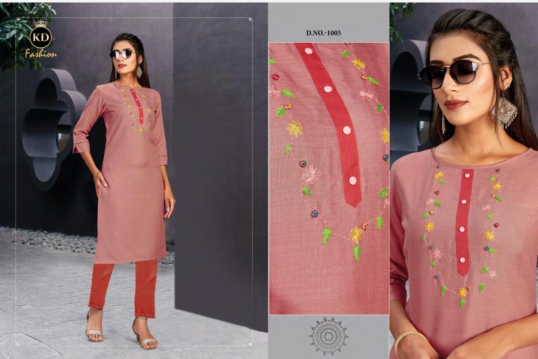 k d fashion kinjal cotton slub authentic fabric kurti catalog