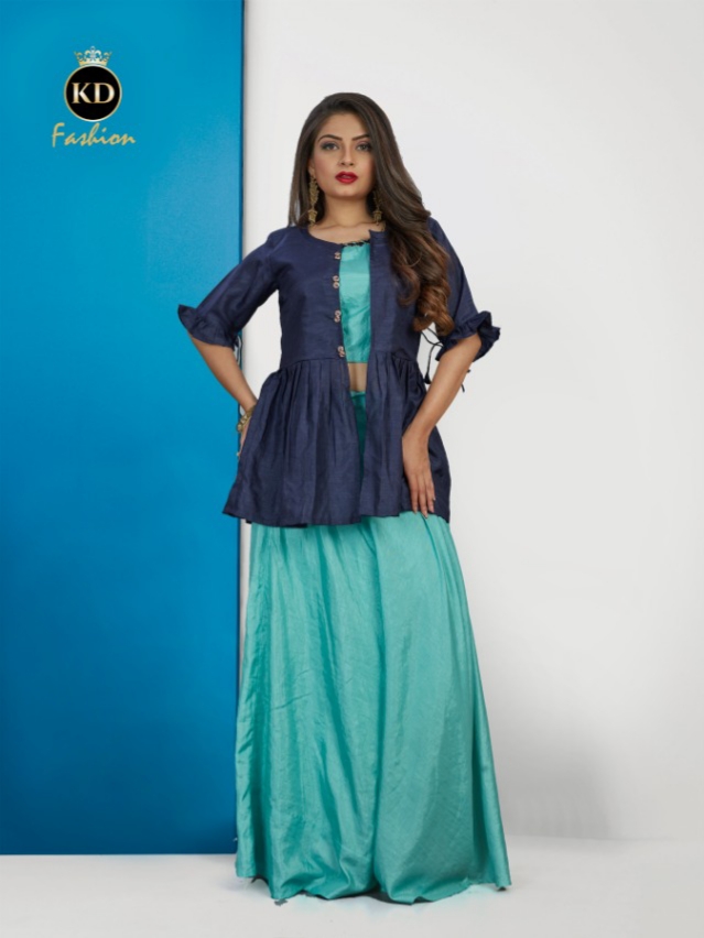 K d fashion sumitra silk regal look short top with jacket catalog