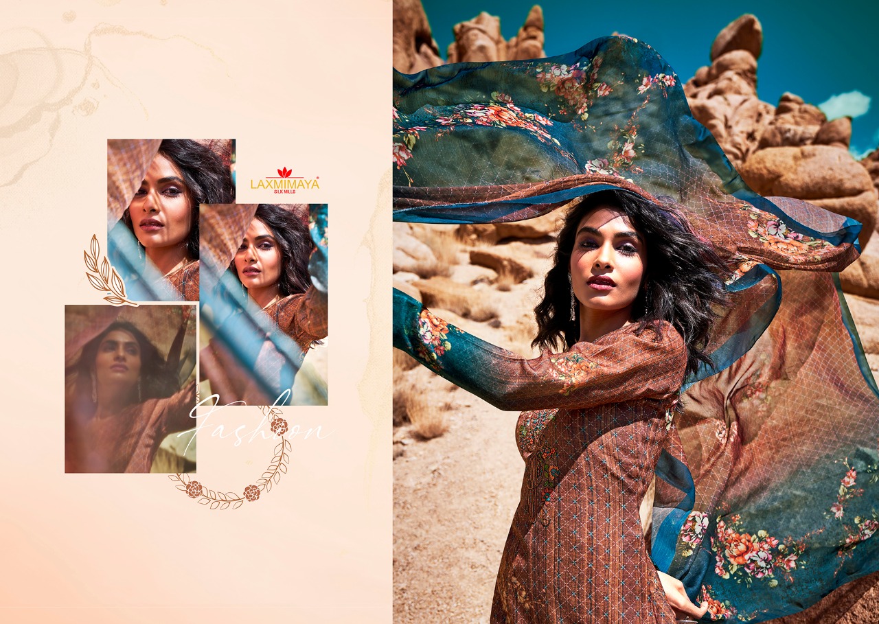 laxmimaya inara  pasmina exclusive print with work salwar suit catalog