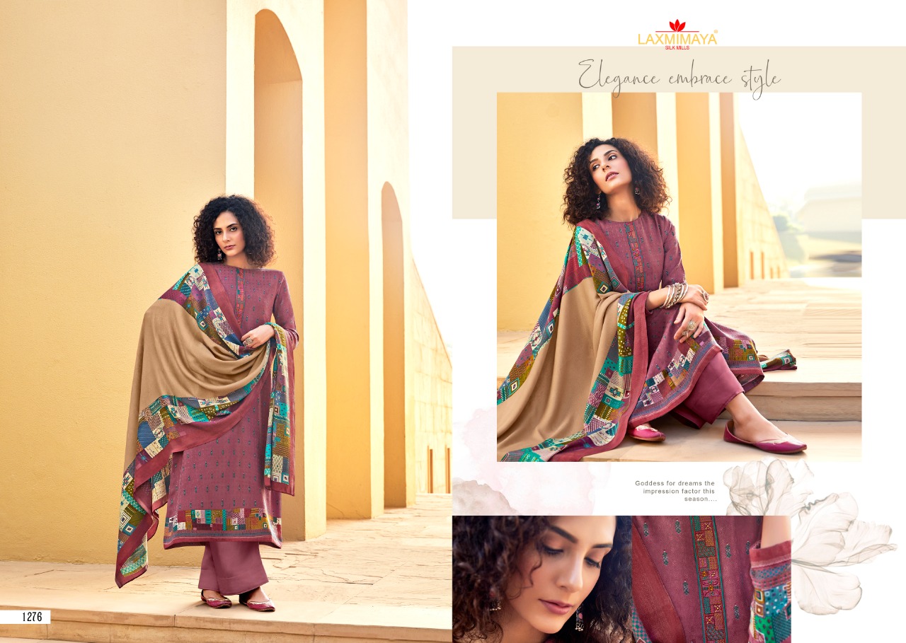 laxmimaya silk mills izabela pasmina authentic fabric pure wool digital print shawl salwar suit catalog