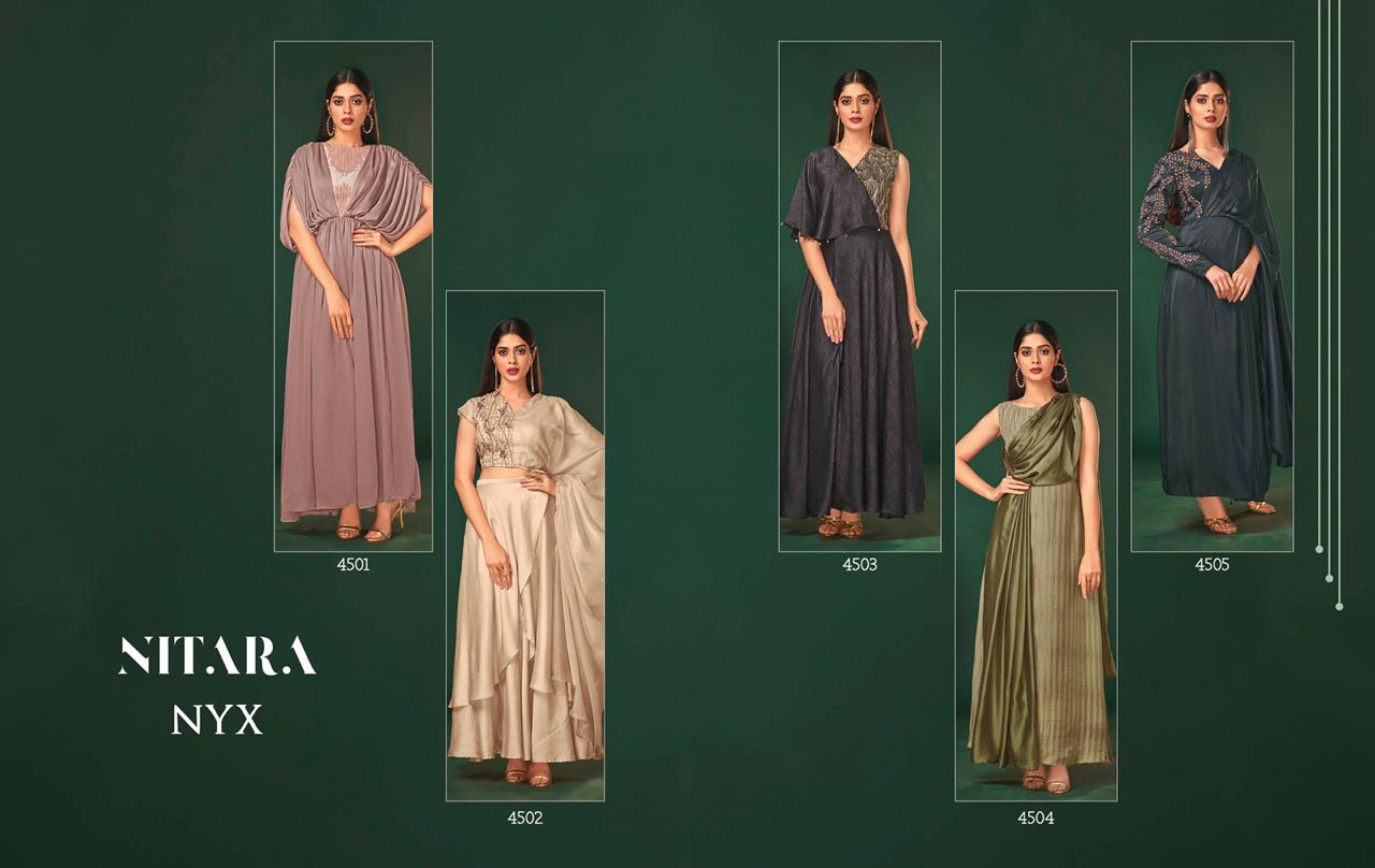 nitara nyx Variety of Art Silk innovative style evening gown catalog