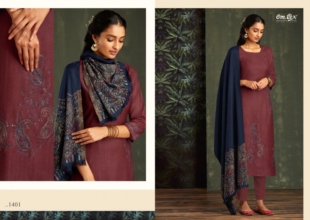 om tex aadya pashmina exclusive look pashmina handloom woven shawl salwar suit catalog