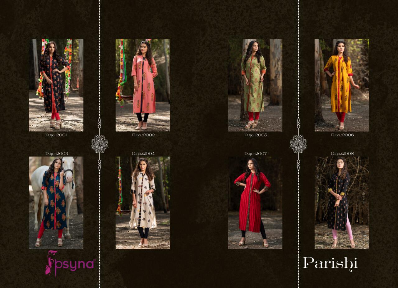 Psyna parishi vol 2 rayon printed party wear beautiful kurties collection wholsaler