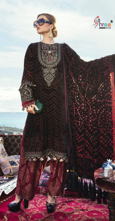 shree fab maria b lawn collection 05 jam cotton  siffon dupatta innovative style salwar suit catalog