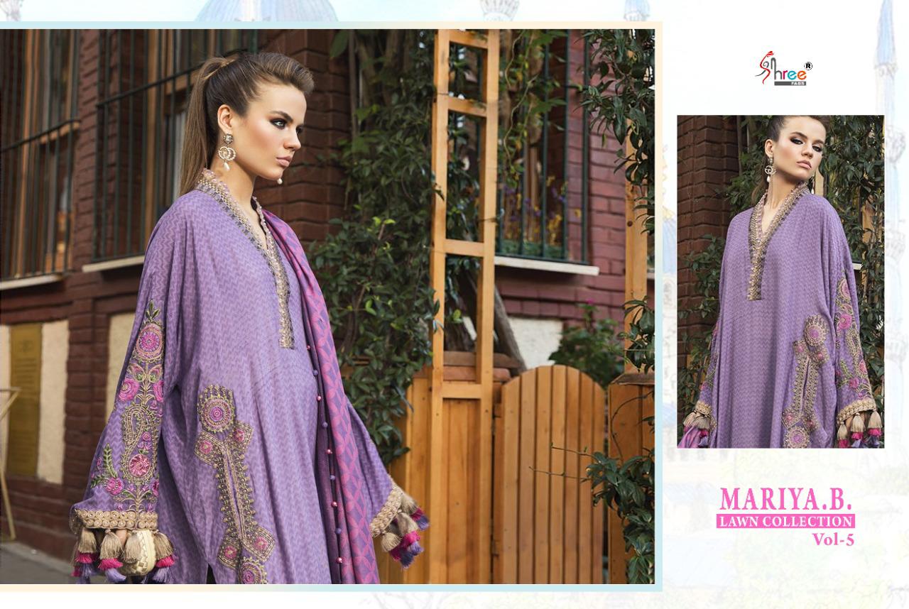 shree fab maria b lawn collection 05 jam cotton cotton dupatta  elegant look salwar suit catalog