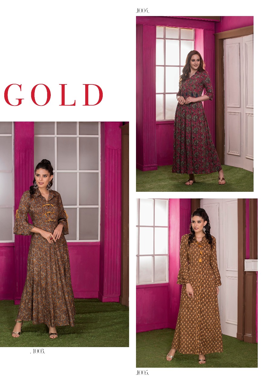 Tzu marigold rayon classic trendy look long kurti catalog