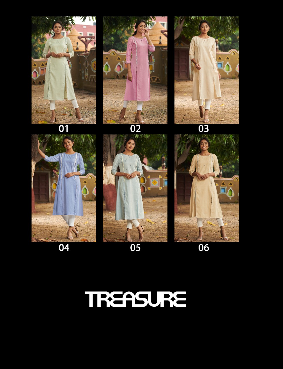 100 milles treasure linen cotton casual wear kurti catalog