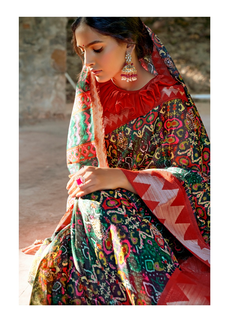 l t fashoin preksha linen silk  decent look saree catalog