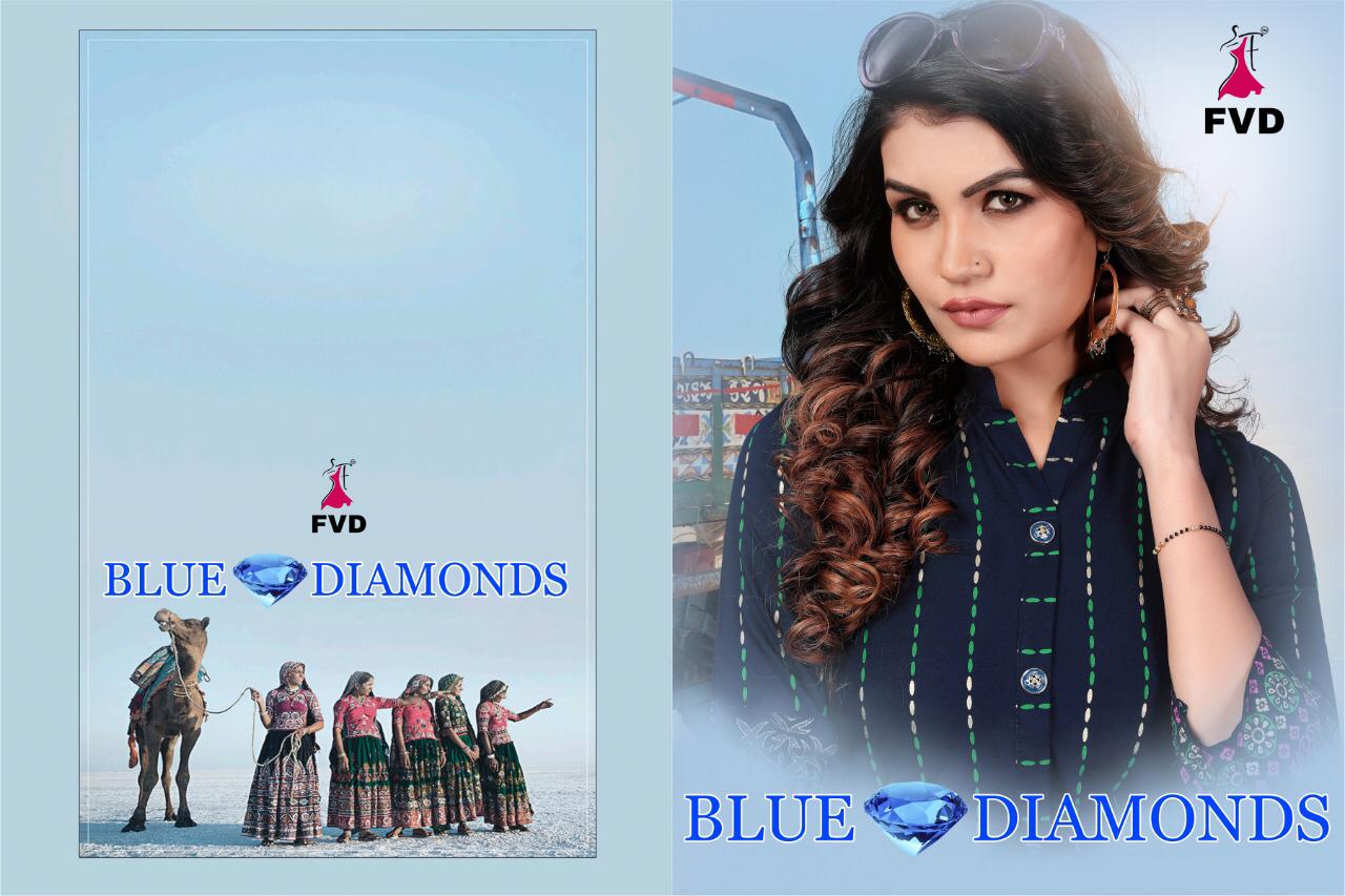 Fvd blue diamond  rayon innovative style long kurti catalog