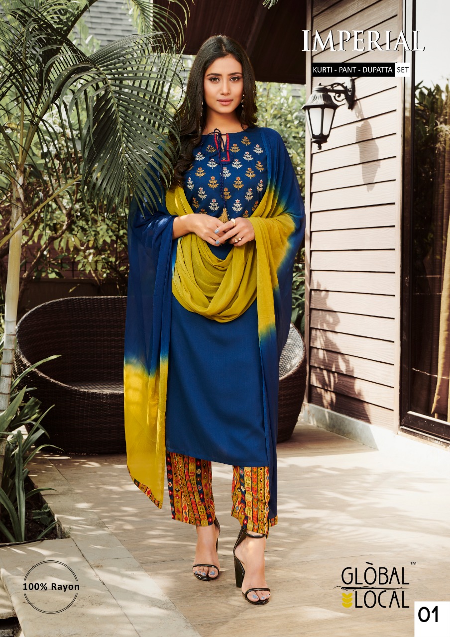 global local imperial rayon elegant top bottom with dupatta catalog