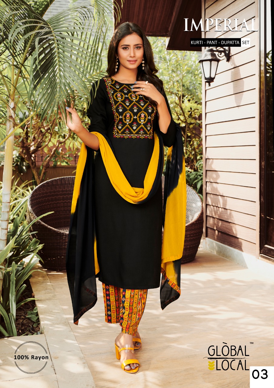 global local imperial rayon elegant top bottom with dupatta catalog