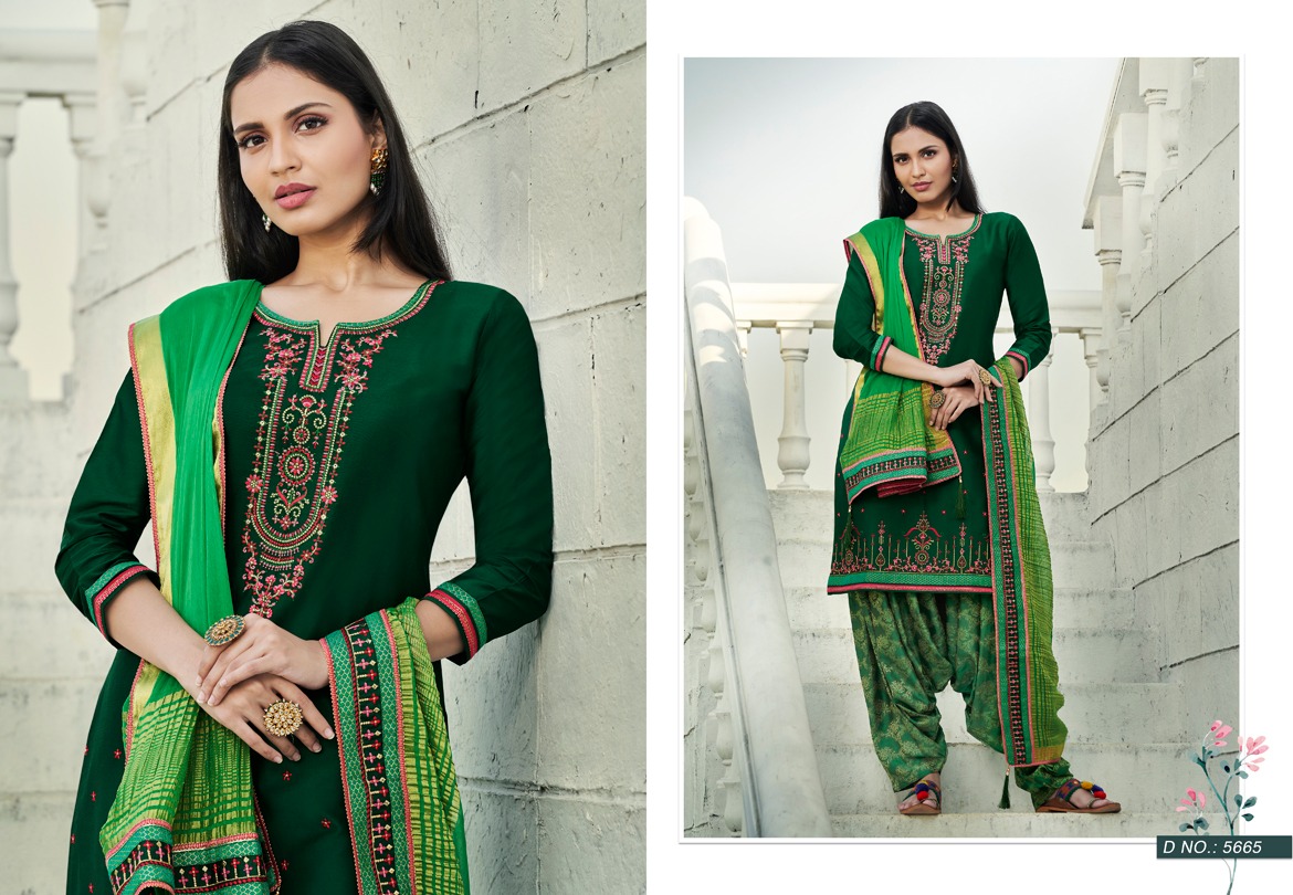 Kessi Fabrics Pvt. Ltd Shangar by Patiala House Vol 18 Jam Silk catchy look Chinon Jari Pallu less Work salwar suit catalog