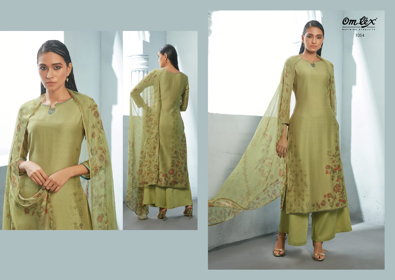 om tex basil enshik silk authentic fabric salwar suit catalog