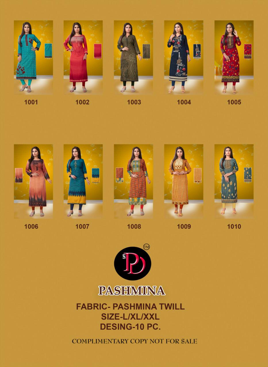 poorvi designer pashmina vol 1 pshmina exclusive printed kurti with stole catalog