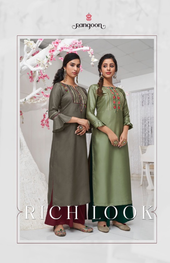 rangoon rich look Russian silk innovative style kurti with plazzo