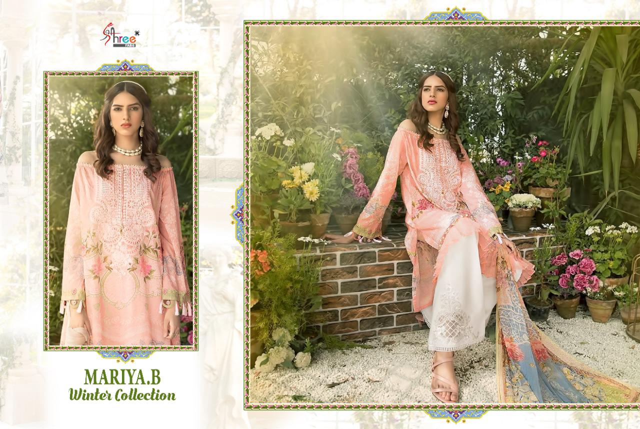 shree fab maria b m print winter collection  pashmina  dupatta pashmina shwal print pakistani attrective look salwar suit catalog