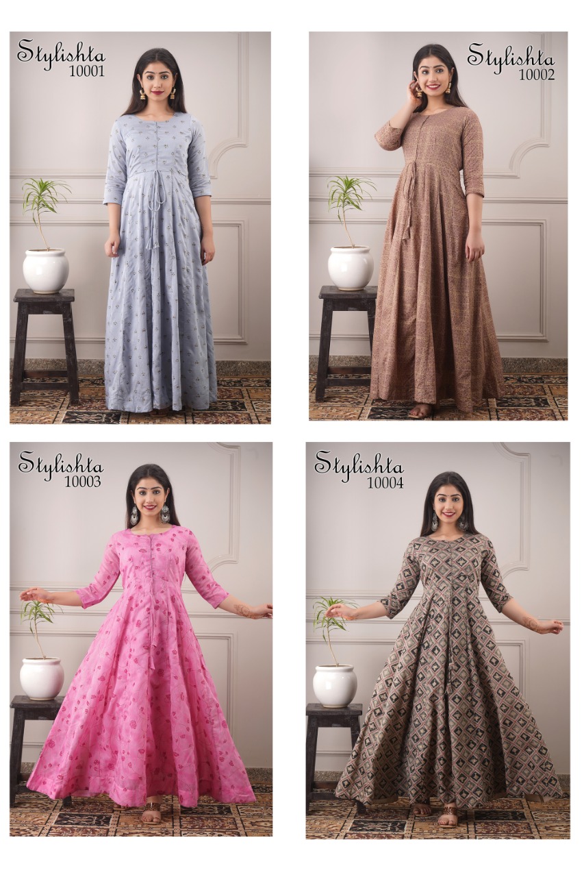 stylishta vol 10 series 10001 10004  Chanderi Fabric frok style attrective kurti catalog
