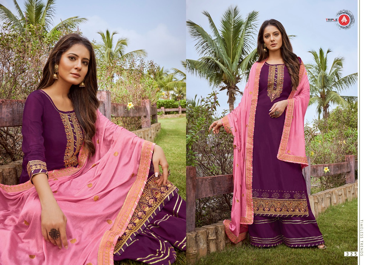 Triple AAA Kanchan silk dupatta Chinon work with Four Side authentic fabric salwar suit catalog
