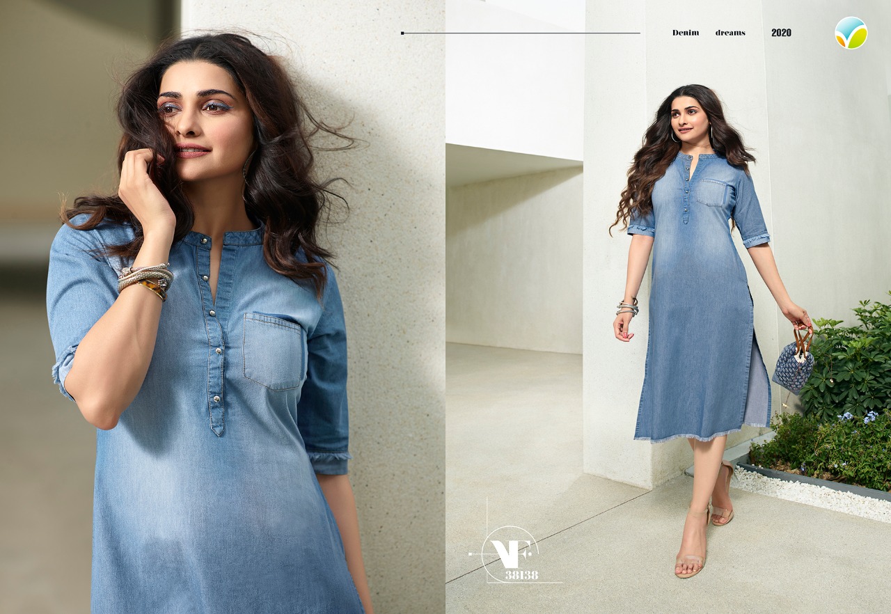 vinay fashion tumbaa denim trendy look kurti catalog