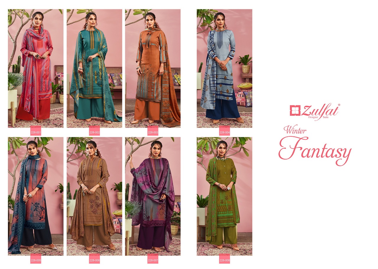 Zulfat Designer Suits winter fantasy pashmina attrective look salwar suit catalog