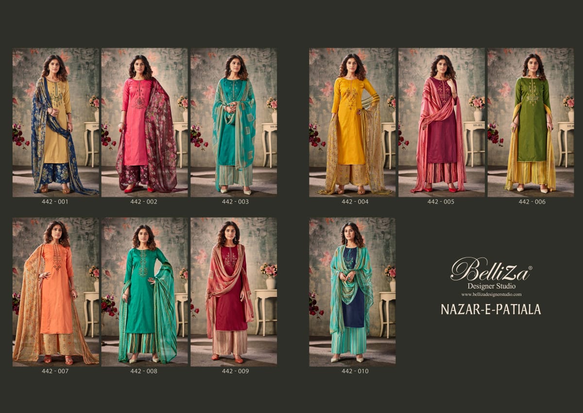Belliza designer studio nazar e patiala vol 4 cotton attractive look salwar suit catalog