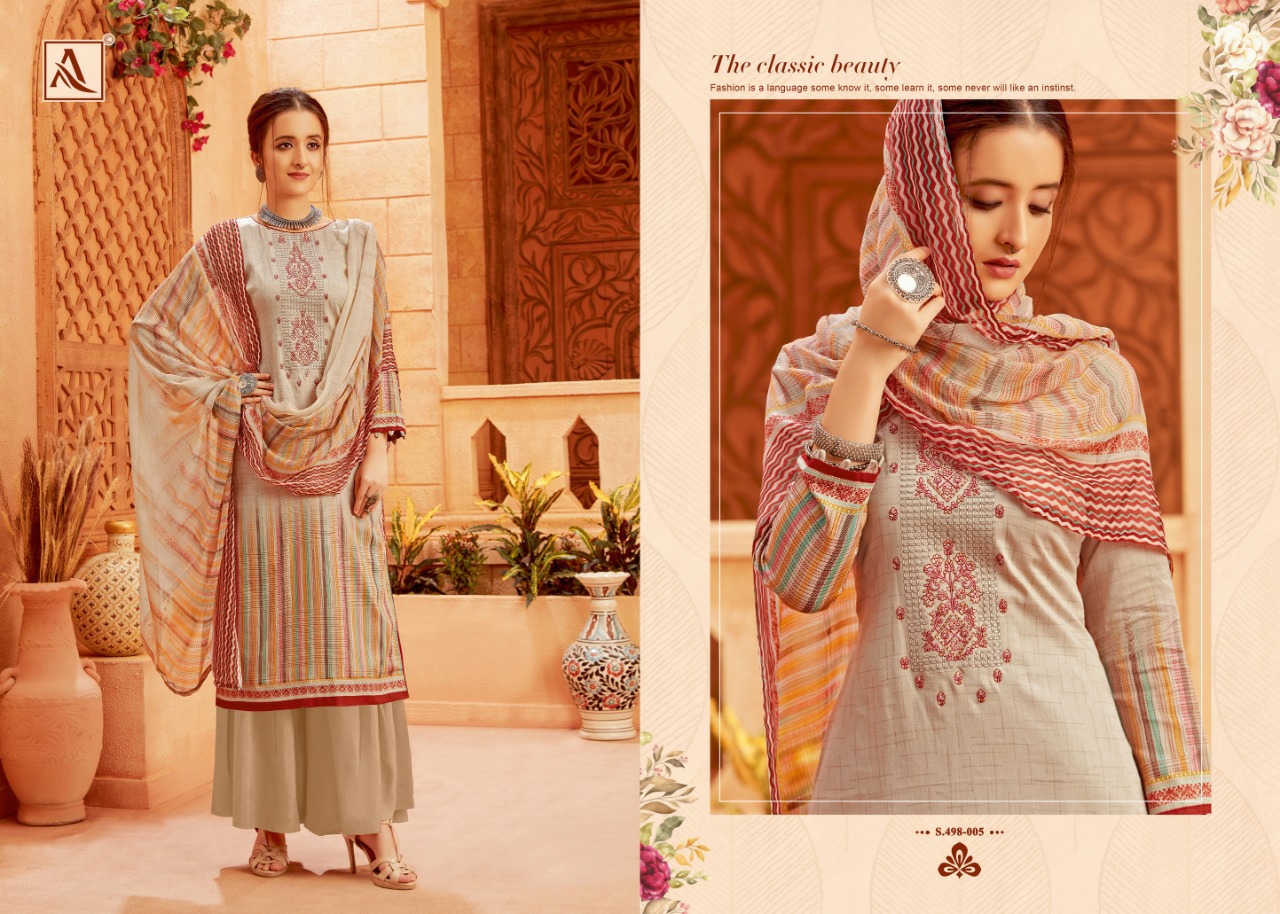 Alok suits saira embroidered dress Materials collection online supplier