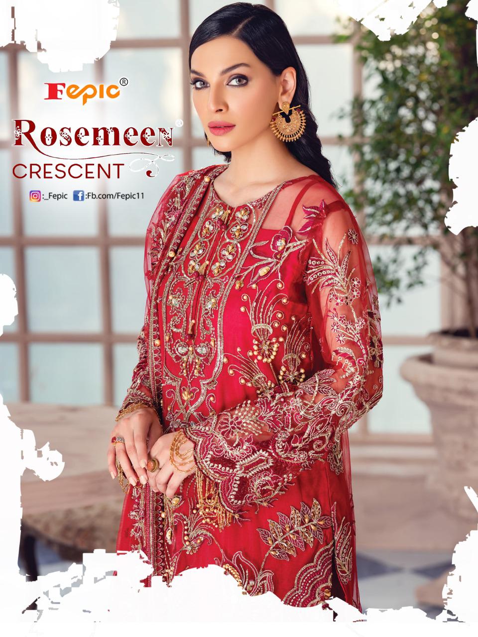 fepic rosemeen crecent georgget regal look salwar suit catalog