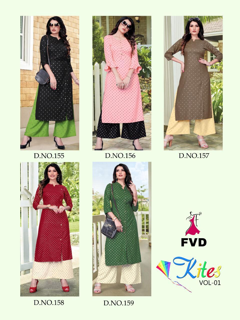 fvd kites vol 1 rayon attrective colours kurti with Bottom catalog
