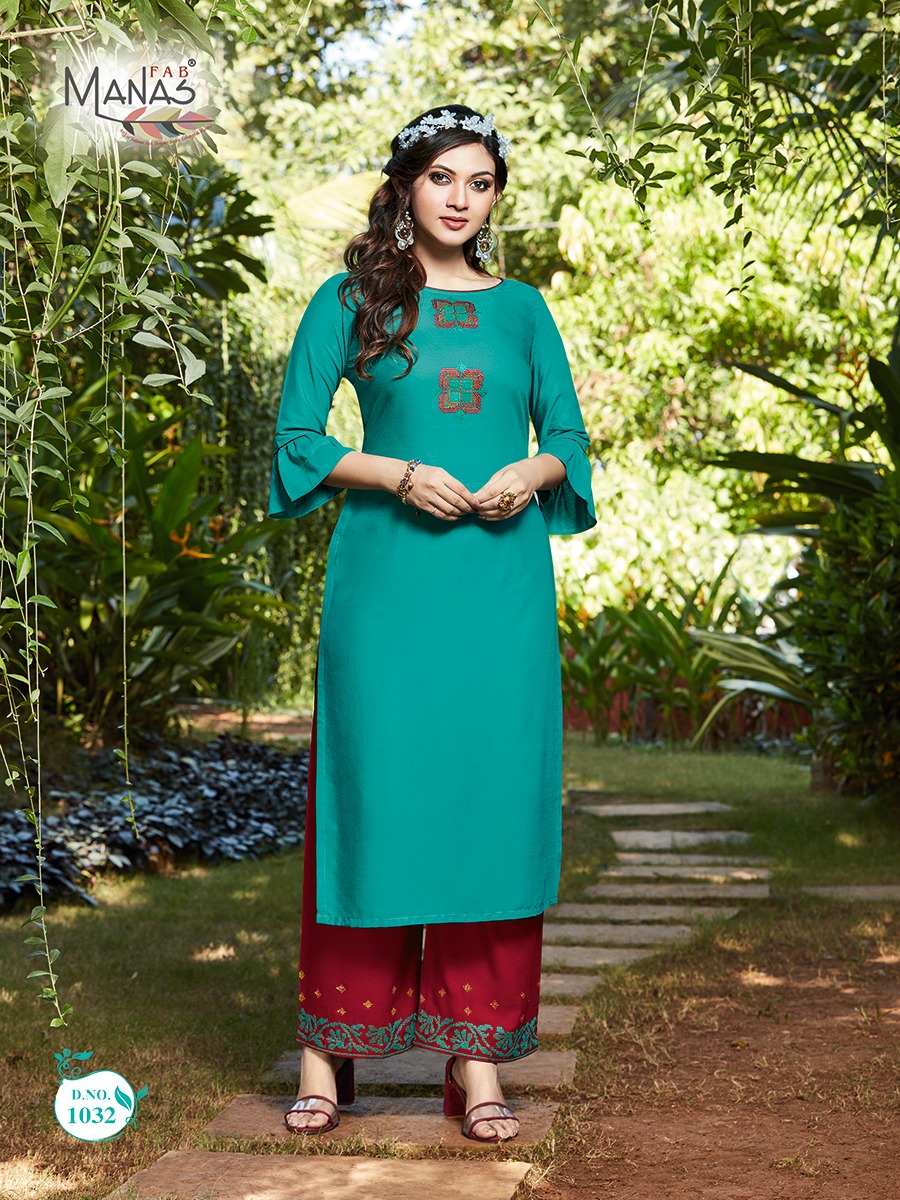 manas fab anishka vol 5 rayon gorgeous look kurti with bottom catalog