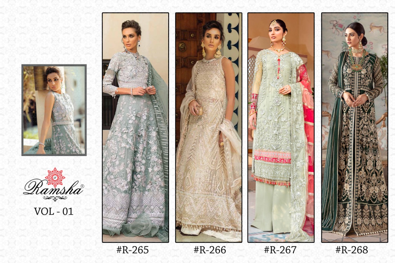 ramsha d no r 265 to 268  net regal look salwar suit catalog