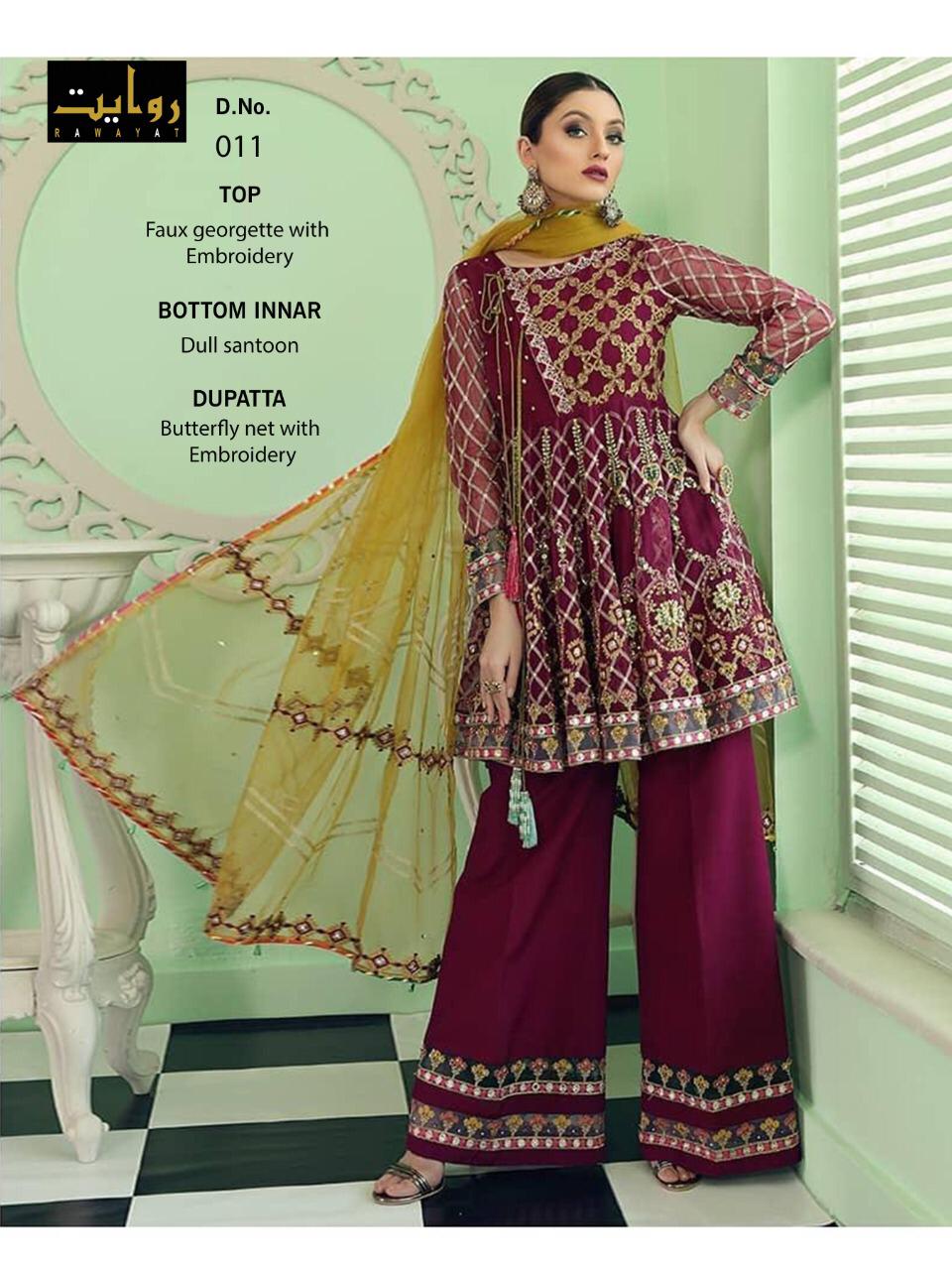 Rawayat d 10 11 georgette gorgeous look salwar suit catalog