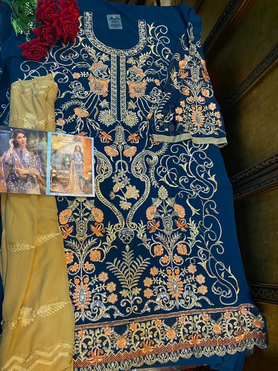 serene adans melody faux georgette graceful embroidary look pakistani semi stitch salwar suit catalog