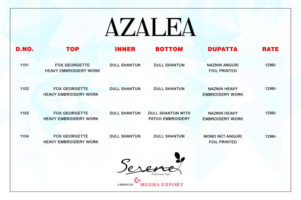 serene azalea georgette attractive salwar suit catalog