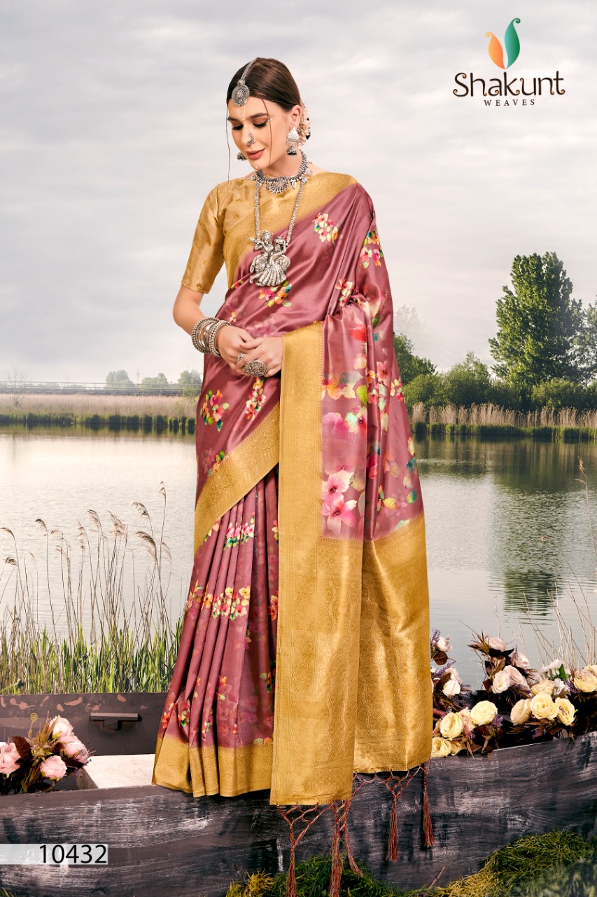 shakunt flow silk attrective digital print saree catalog